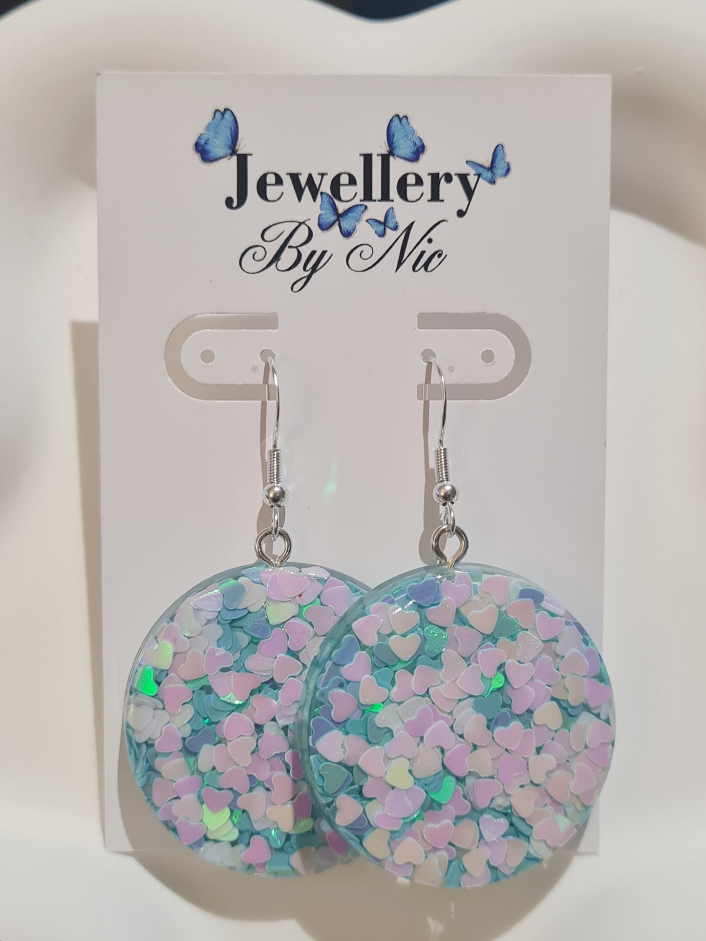 Pink/Blue Confetti Earrings