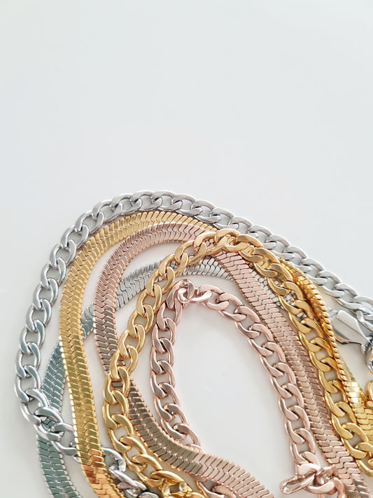 Stainless Steel 14K Gold Plated Chain Bracelets