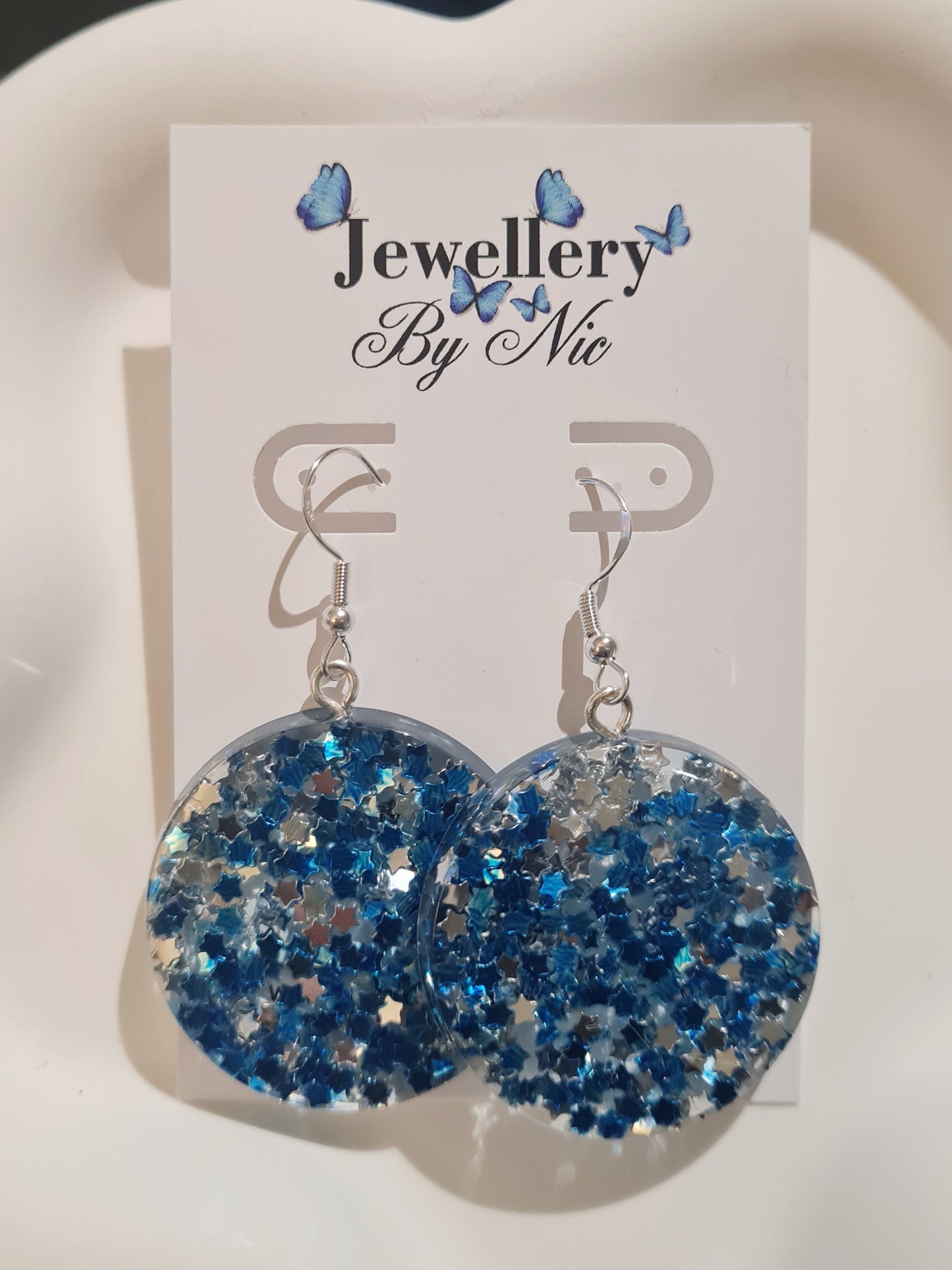 Blue/Silver Confetti Earrings